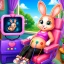 Babyborrel met konijnenthema icon