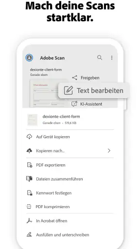 Adobe Scan KI-PDF Scanner, OCR screenshot