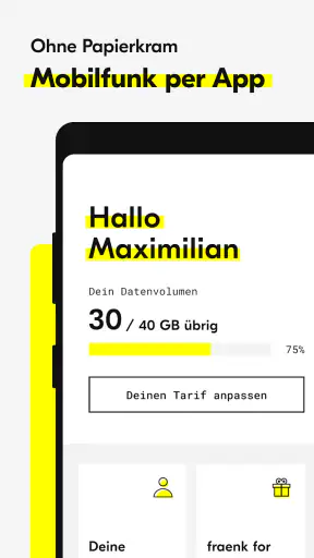 fraenk: Die Mobilfunk App screenshot 1