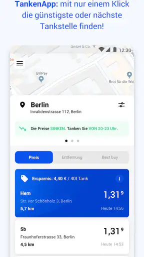 TankenApp mit Benzinpreistrend screenshot 1