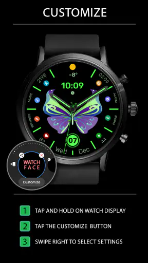 WFP 305 Butterfly watch face screenshot 4