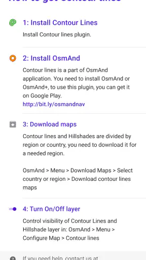 Contour lines plugin — OsmAnd screenshot 2