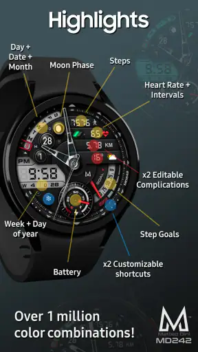 MD242 Hybrid watch face screenshot 4