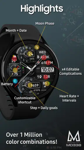 MD338 Hybrid watch face screenshot 8