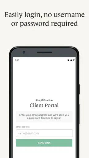 SimplePractice Client Portal screenshot