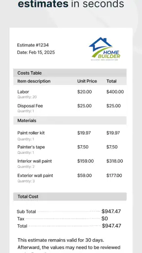 SimplyWise Cost Estimator screenshot 6
