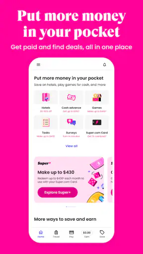 Super.com-Cash Advance, Travel screenshot 2