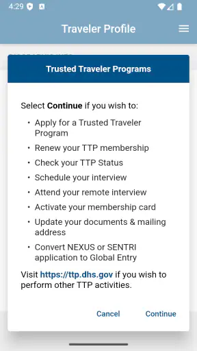 Trusted Traveler Programs screenshot 2