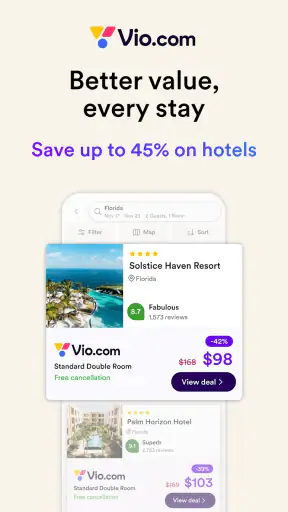 Vio: Hotels & travel deals screenshot 1