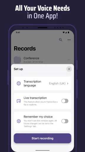 Voice & Transcribe - QuickVox screenshot 1