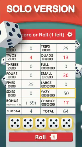 Yazy the yatzy dice game screenshot 1
