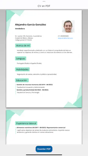 Crear CV Currículum Vítae PDF screenshot 10