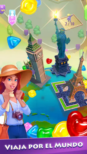 Gummy Drop! Combina 3 y viaja screenshot 2