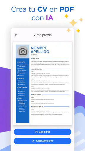 IA Crear Currículum - CV PDF screenshot 1