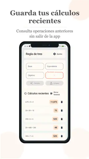 Regla de Tres con Historial screenshot 4