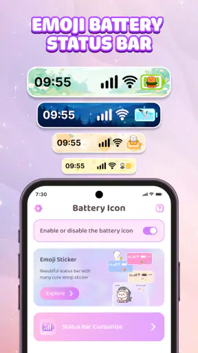 Émoji Batterie - Barre d'état screenshot 1