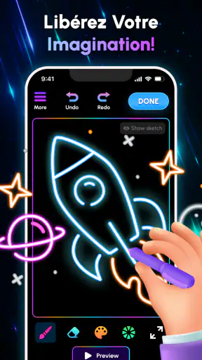 Glow Art Drawing - Doodle App screenshot 1