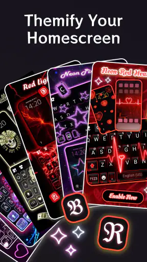 Neon Red Heartbeat Thème screenshot 2
