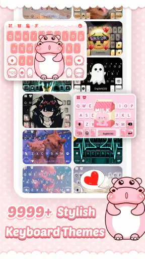 Pink Cute Hippo Thème screenshot 1