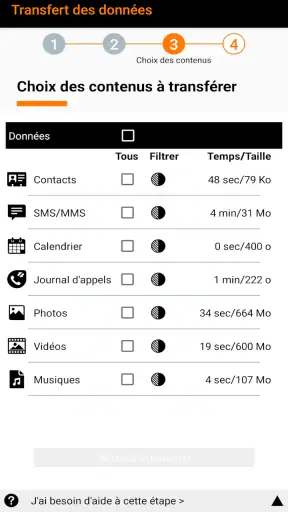 Transfert des données screenshot 2