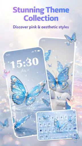 Butterfly Theme: Pink Keyboard screenshot 6