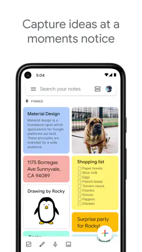 Google Keep: note ed elenchi screenshot