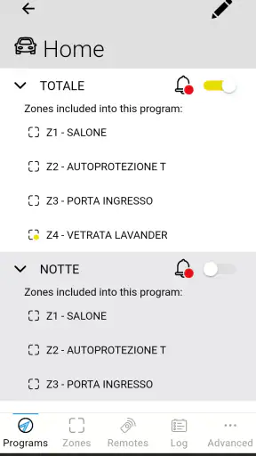 myTecnoalarm TCS screenshot 2