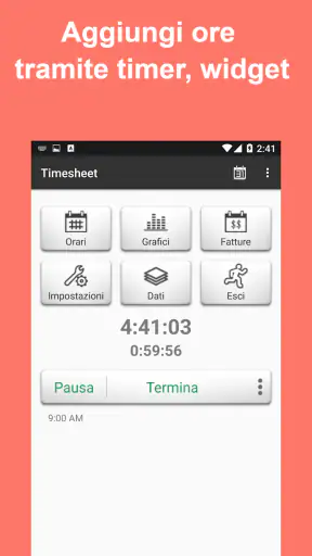 Ore lavoro: Registro di lavoro screenshot 1