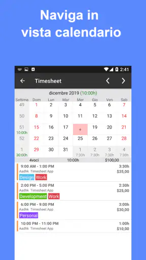 Ore lavoro: Registro di lavoro screenshot 2