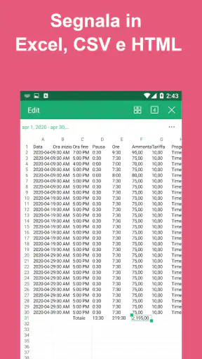 Ore lavoro: Registro di lavoro screenshot 4