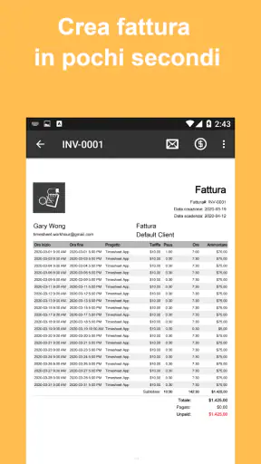 Ore lavoro: Registro di lavoro screenshot 5
