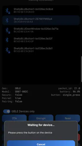 Shelly BLE Debug screenshot 2