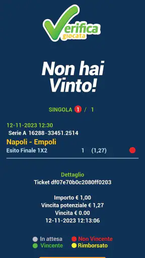 Verifica Giocata - Scommesse screenshot 4