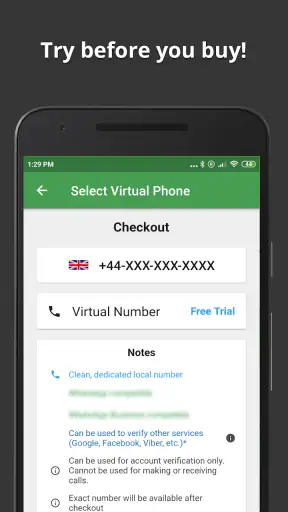 Wabi: Numero telefono virtuale screenshot 1
