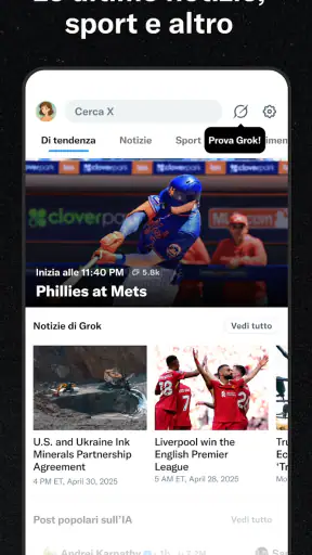 X (Precedentemente Twitter) screenshot