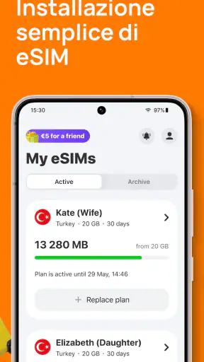 Yesim: eSIM Internet Viaggi screenshot 3