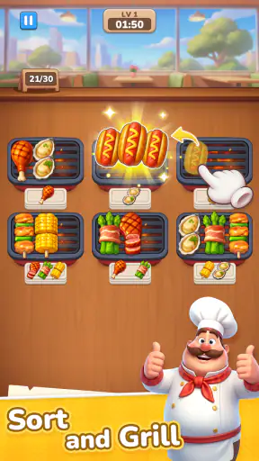 Grill Master: 음식 정렬 퍼즐 screenshot 1