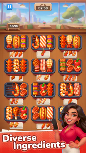 Grill Master: 음식 정렬 퍼즐 screenshot 2