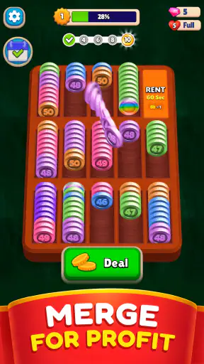 포켓 정렬 (Pocket Sort): 동전 병합 퍼즐 screenshot 1