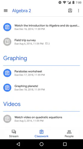 Google Classroom screenshot 2