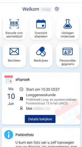 mijnUMCG screenshot 2